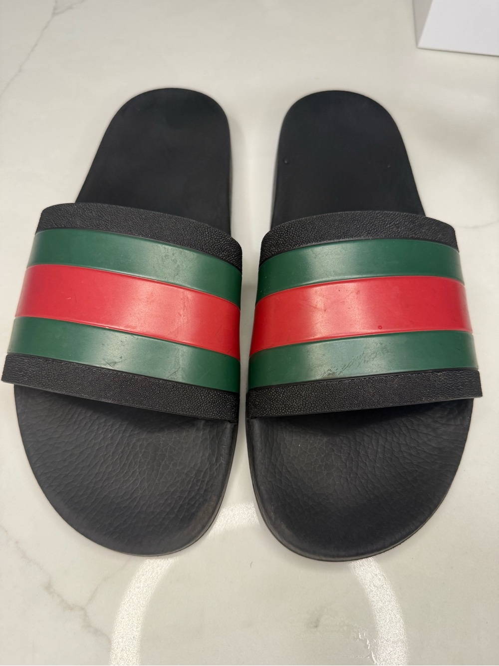 Gucci Pursuit Web Slides Men 13G Black Red Green Authentic COA